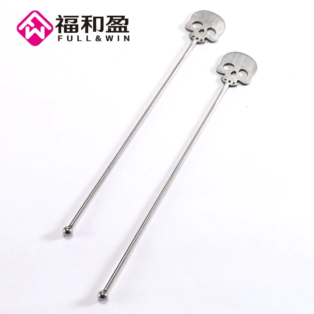 1Pcs Coffee Muddler Skull Glass Stirring Sticks Cocktail With 22cm Long