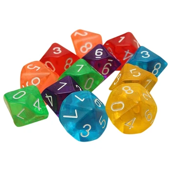 

10-Dices D10 Ten Sided Gem Dice Die for RPG Dungeons&Dragons Board Table Games Transparent Multicolor