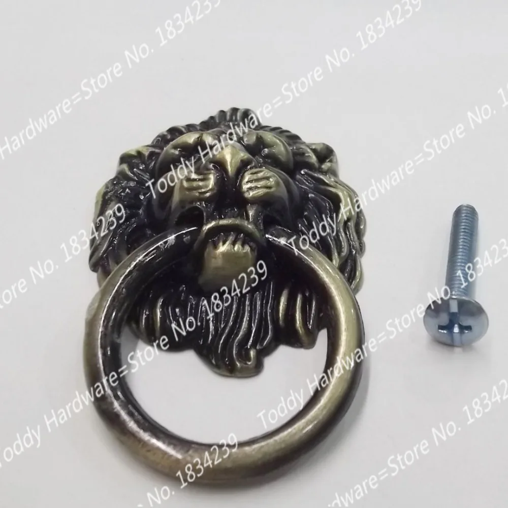 Length 67mm Antique Brass Ring Handles Vintage Bronze Metal Lion Head
Knob Furniture Door Cabinet Dresser Drawer Pull