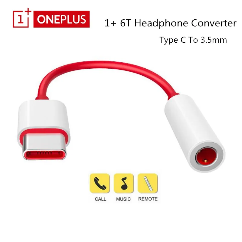 

Original Oneplus 6T Type-C To 3.5mm Jack Headphone Converter Type C Earphone Cable Adapter For One plus 1+ Xiaomi Mix 2 2s A2 6