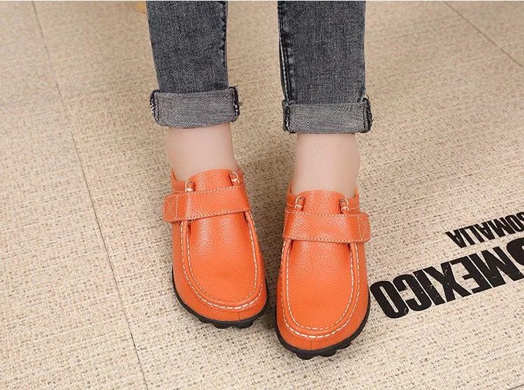 Genuine Leather Women's Casual Shoes Lace-Up Woman Loafers Moccasins Female Flats Solid Low Heel Lady Shoe Soft Women Footwear 14