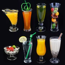 PC акриловая пластиковая прозрачная чашка для мороженого, песка, сока, молока, чая, напитков, хрустальные Искусственные стеклянные чашки для десерта, салата, молочных коктейлей