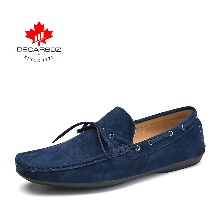 Мужская повседневная обувь г. Обувь для вождения лодки, мужские брендовые Мокасины, Мужская обувь для отдыха осенние модные удобные замшевые лоферы на шнуровке - Цвет: BLUE