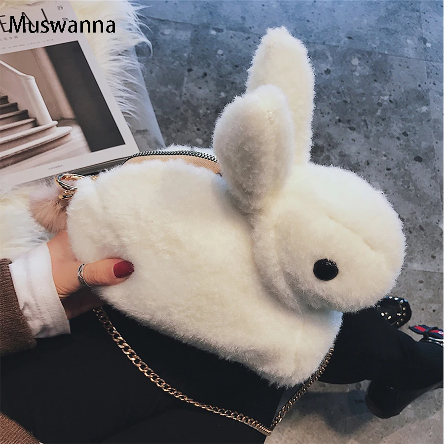 

Harajuku Mini Rabbit Plush Women Bag Cartoon Women Shoulder Messenger Bag Chain Crossbody bag Designer Party Phone Bag Clutch
