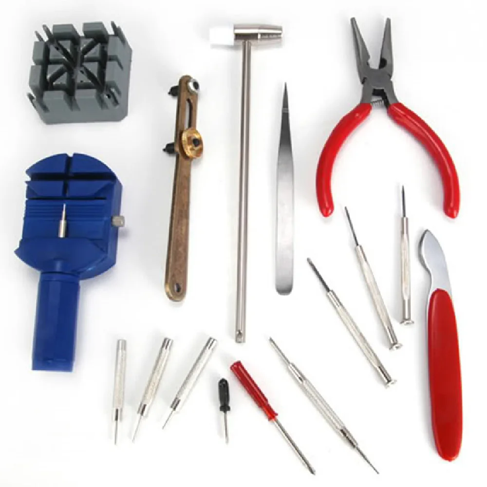 

16 pcs Professional Watch Repair Tool Kit Case Opener Remover Screwdriver Spring Bar Watchband Link Pin Wristwatch Repair Tool
