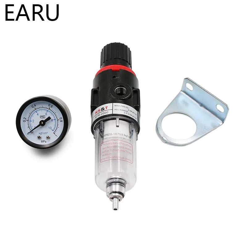 1pc AFR-2000 Pneumatic Filter Air Treatment Unit Pressure Regulator Compressor Reducing Valve Oil Water Separation AFR2000 Gauge