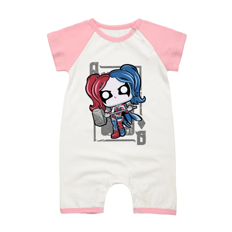 2017 New Infant Baby Rompers Cute Harley Quinn Print Newborn Boy Girls