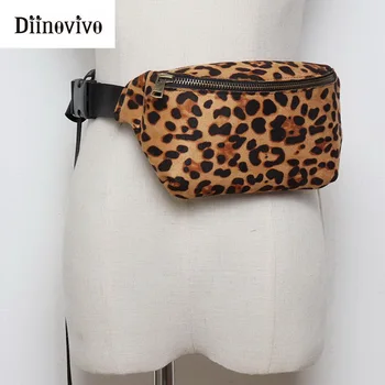 

DIINOVIVO Fashion Leopard Women Waist Bag Fanny Pack Purse Female Travel Chest Bag Belt Shoulder Leisure Phone Pouch WHDV0847