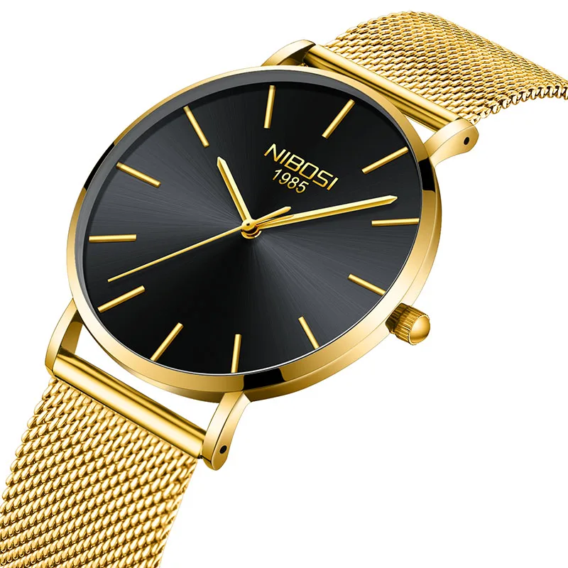 

NIBOSI Watch Men Casual Sport Clock Mens Watches Top Brand Luxury Full Gold Steel Quartz Watch For Male Gifts Relogio Masculino