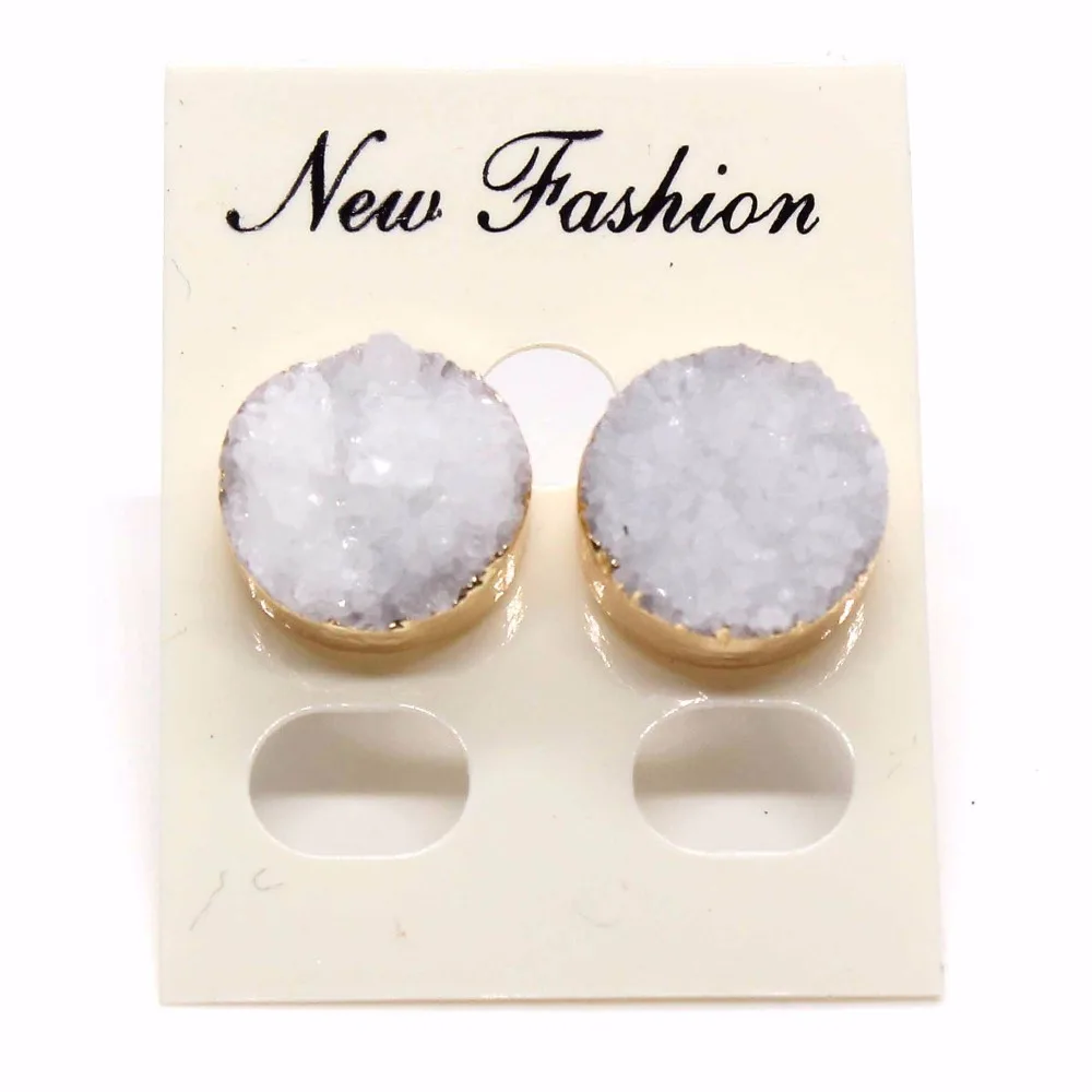 

100-Unique 1 Pair Light Yellow Gold Color Natural Rock Crystal Irregular Shape Round Stud Earrings Elegant Women's Earring