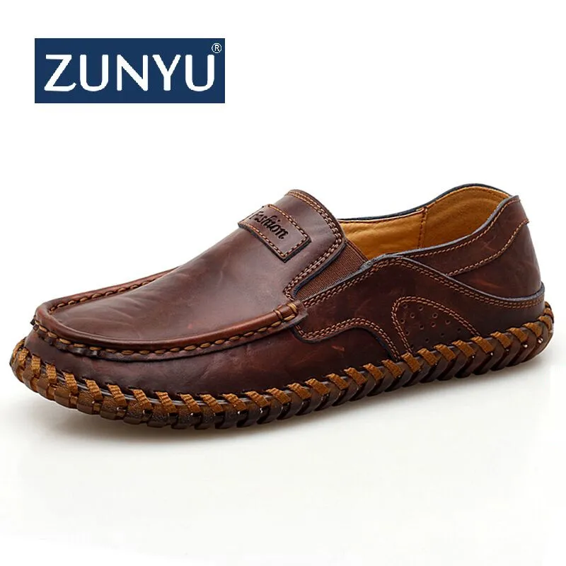 

ZUNYU New Big Size Men Genuine Leather Shoes Slip On Black Shoes Real Leather Loafers Man Moccasins Shoes Italian Designer Shoes