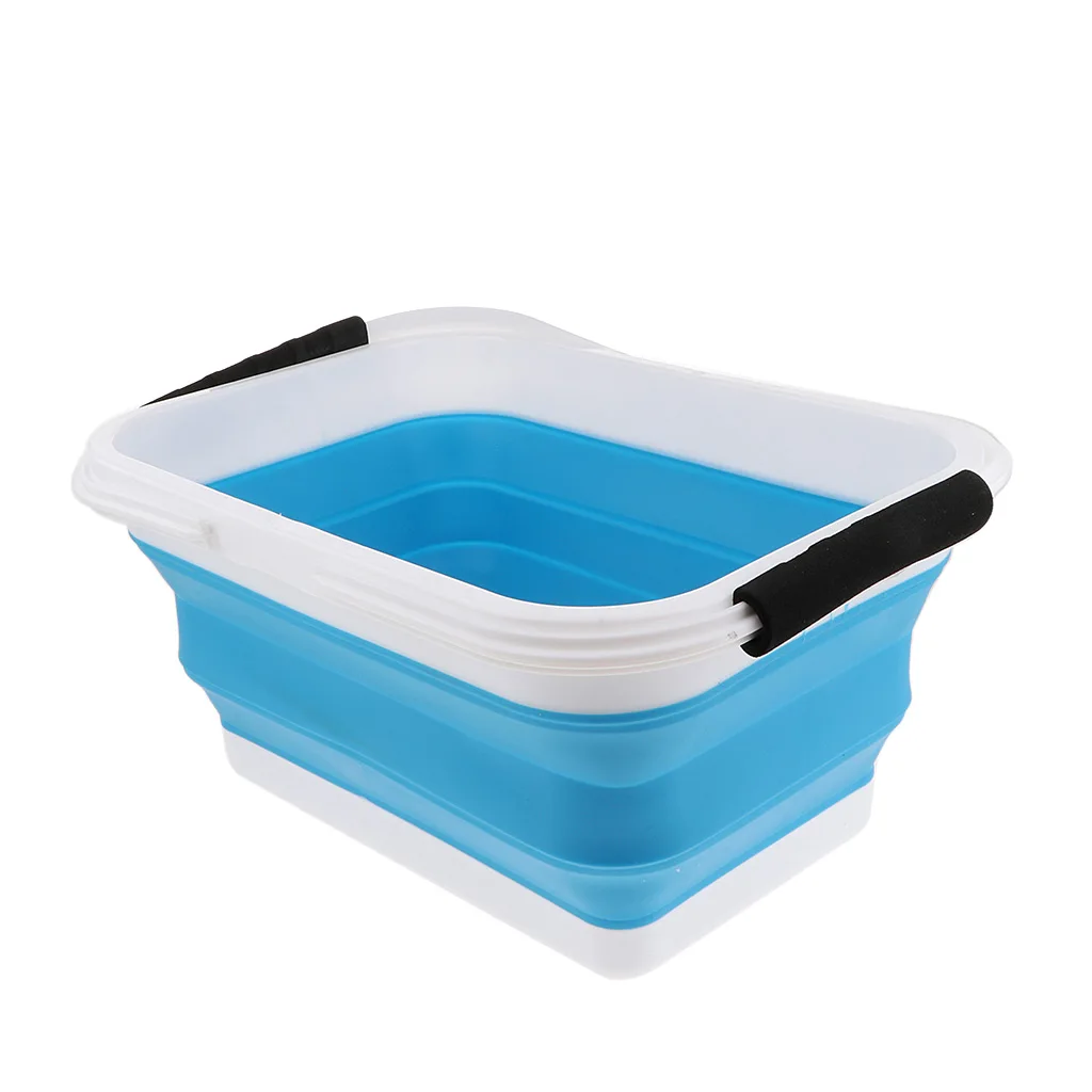 Portable Folding Silicone Square Bucket Cleaning Tools Laundry Basket Water Storage Basin Vegetable Fruits Basket Accessories