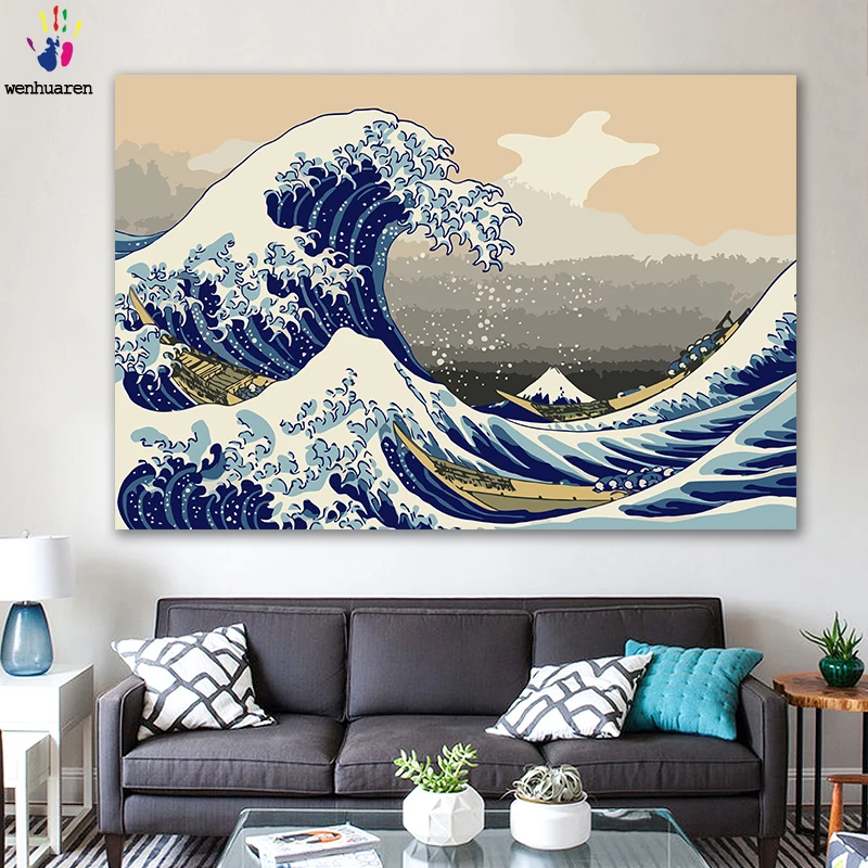 

DIY colorings pictures by numbers with color Ukiyo-e Japanese famous painting picture drawing painting by numbers framed Home