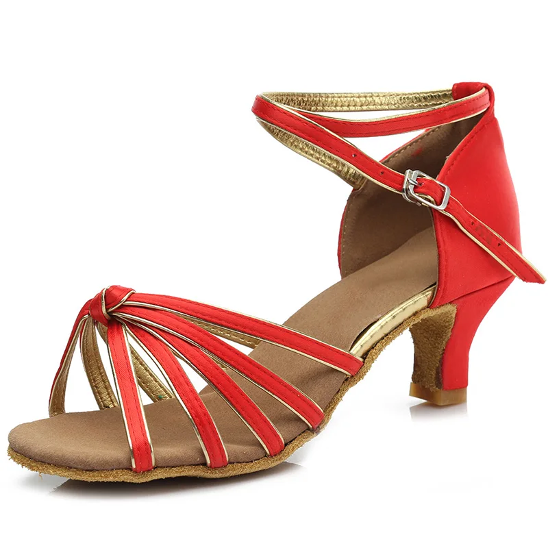 Новинка; женские туфли для латинских танцев; женская обувь для танцев на шесте; туфли для бальных танцев на каблуке 7 см и 5 см; женская обувь для бальных танцев - Цвет: 5CM Red