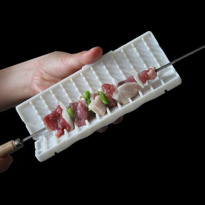 Hot BBQ Tool 2pcs Mini 6.3'' Barbecue Skewers Maker Meat string Skewer Maker Beef Pork Churrasco Shish Kebab Meat Skewer Machine