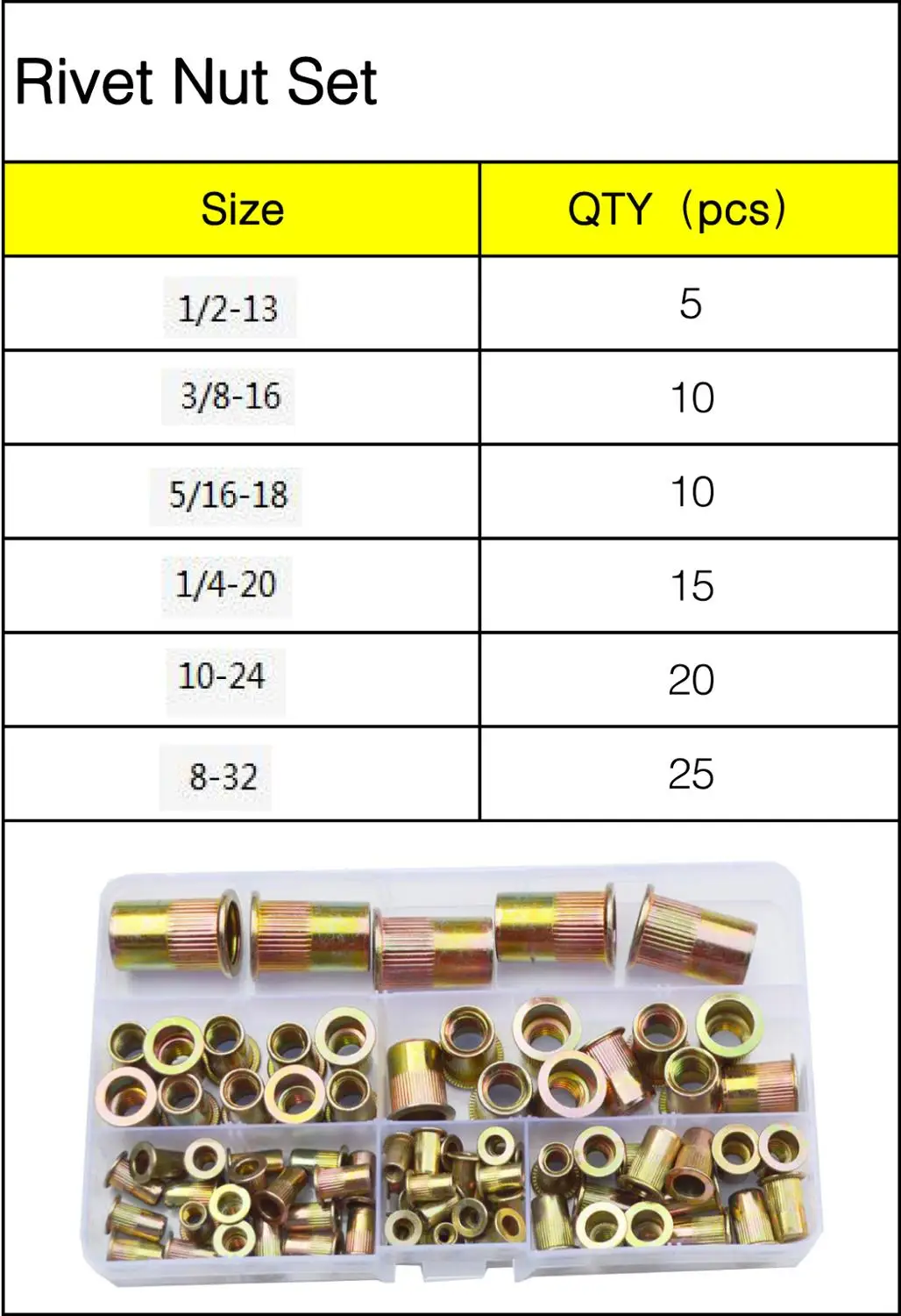 Remaches roscados de cabeza plana, tuerca de remache de acero chapado en  Zinc, Rivnut Nutsert, 5/16-18 - AliExpress