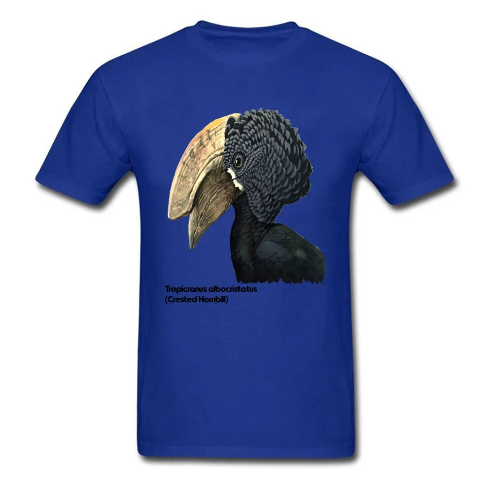Normal Normal Male Tshirts Rife Mother Day Short Sleeve Round Neck Cotton Fabric Tops Shirt Custom Tops Shirt Free Shipping Crested Hornbill Bird Handsome Bill and Feathers blue