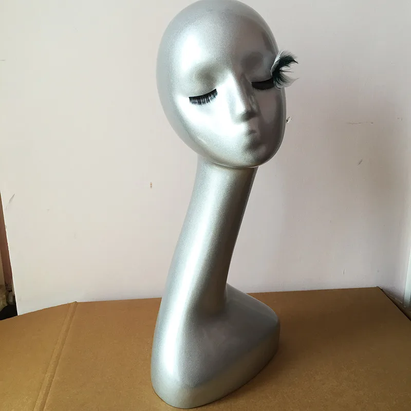 

Free Shipping Female Wig Mannequin Head ABS Slivery Doll Head For Wig /Hat / Necklace/ Cap Wig Display Stand Manikin Head