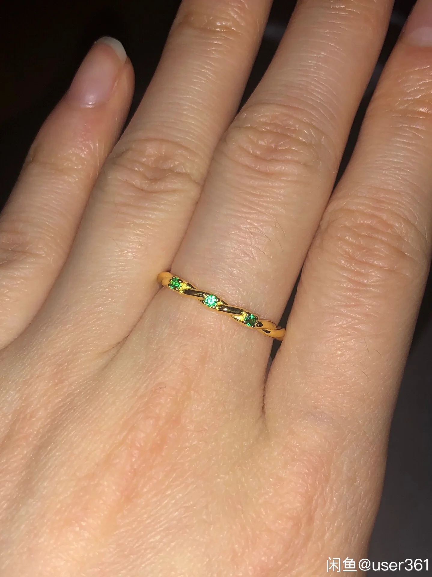 weave golden ring green mini cz ring 100% Sterling 925 silver Jewelry Vintage Adjustable rings for women gift free size