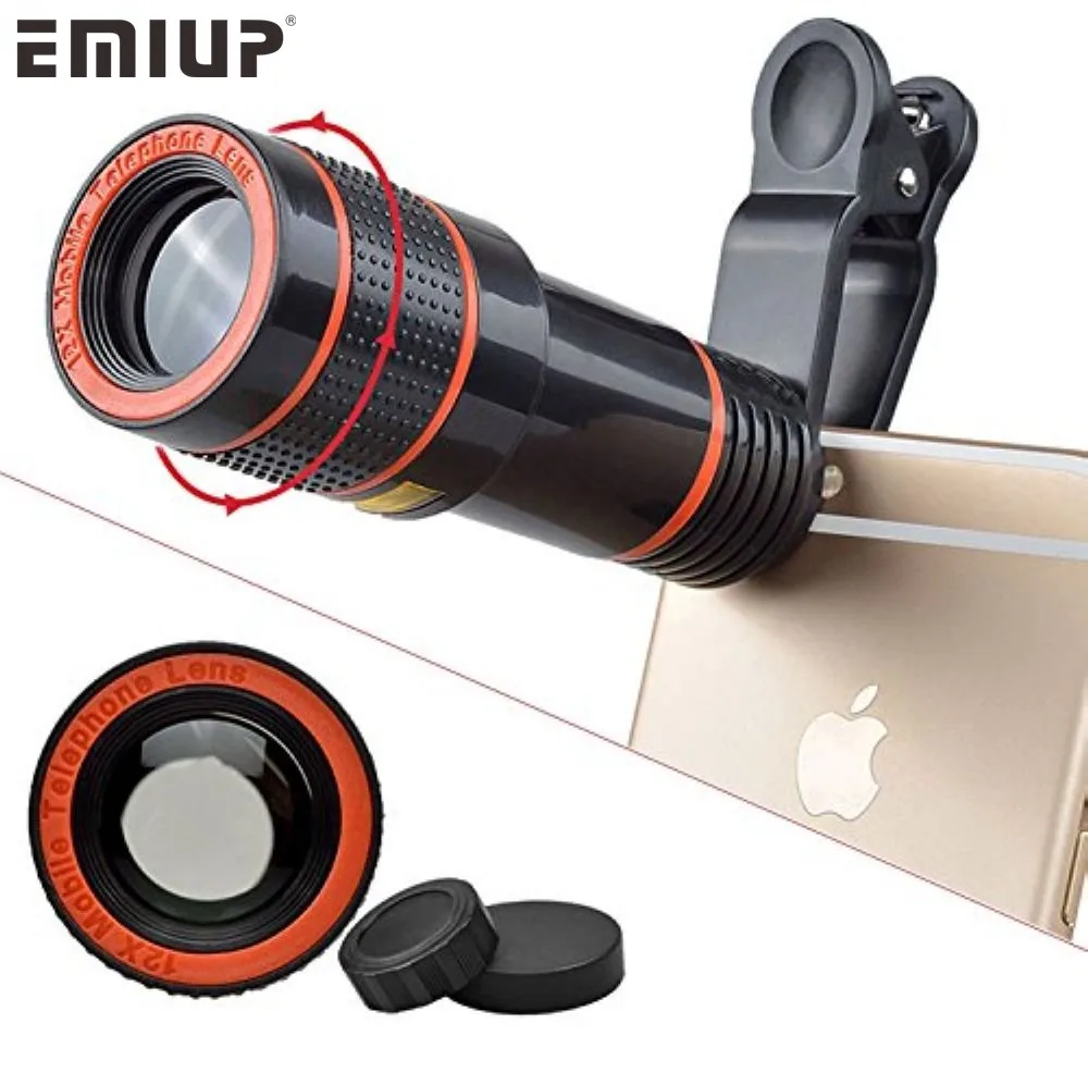 

Universal Mobile Phone Lens Clip 8x 12x Optical Zoom Telescope Lens HD Smartphone Camera Lens For iPhone Samsung Phone Lens