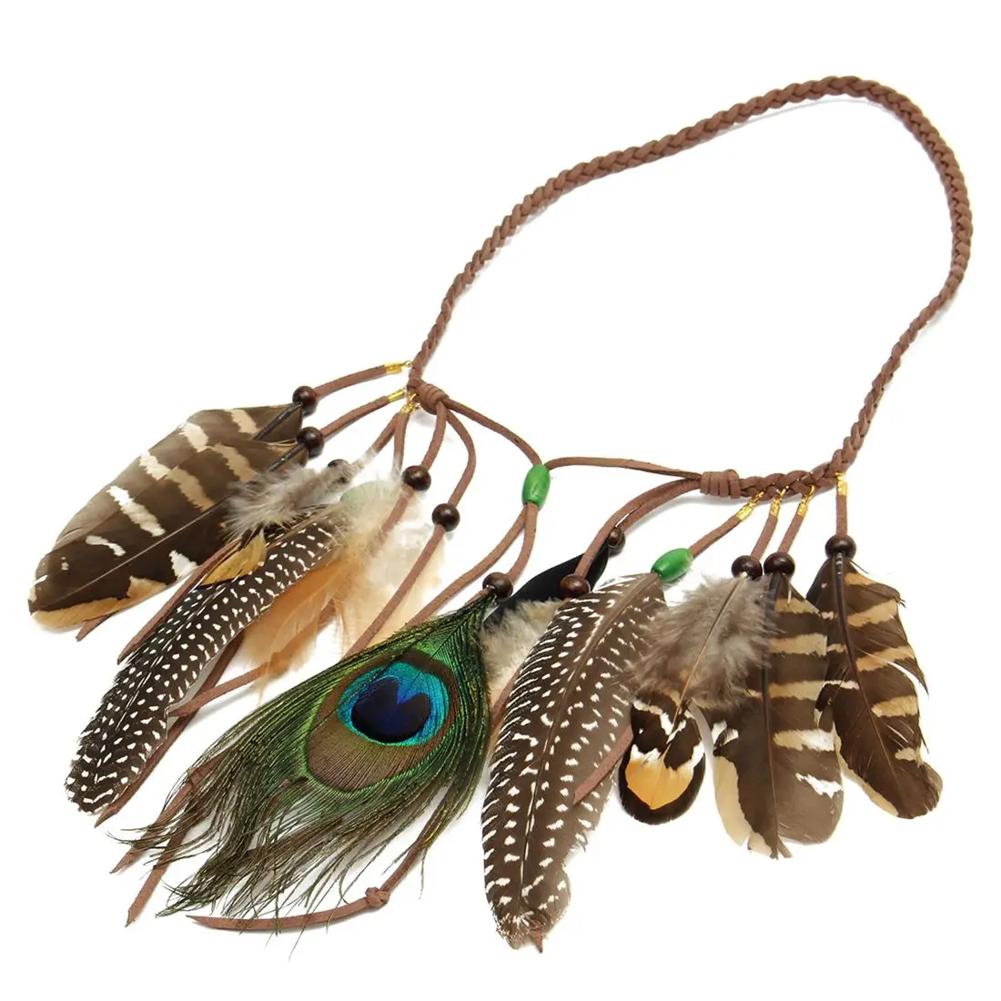 

MYTL-Indian Hippie Feather Headband Tassels Waistband Headdress Fancy Dress Carnival