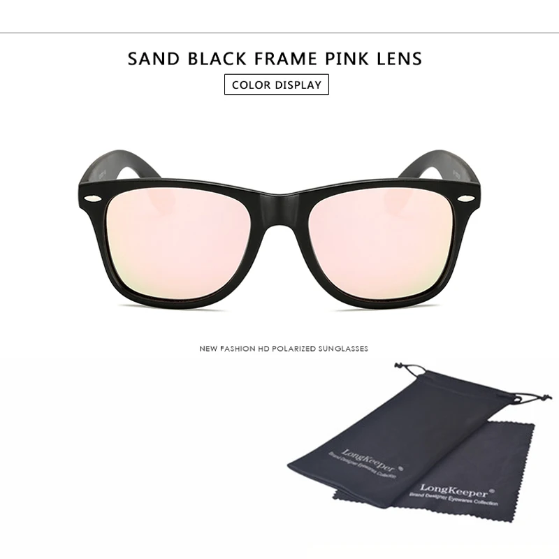 Солнцезащитные очки longkeader, мужские, поляризационные, женские, зеркальные, отражающие, брендовые, дизайнерские, для ночного видения, очки, мужские, для вождения, солнцезащитные очки, UV400 - Цвет линз: Sand Pink