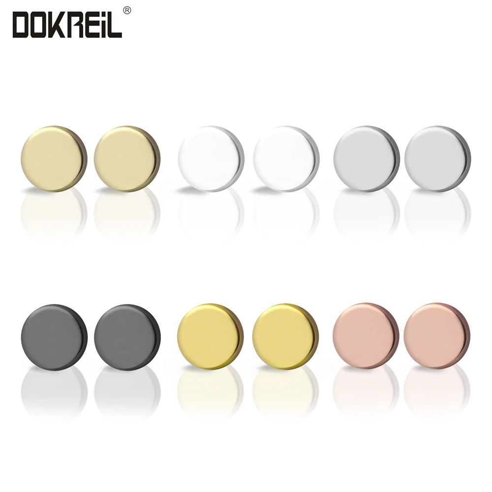 

6 Pairs Set Cute Ear Studs 6 Color 3 Glossy and 3 Matte Surface Earrings Korean Fashion Punk Gothic Set Stainless Steel jewelry