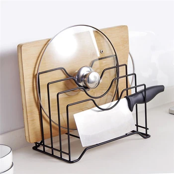 

Metal Iron Art Multi-function Pot Cover Frame Chopping Board Knife Board Kitchen Storage Racks Kitchen Utensils
