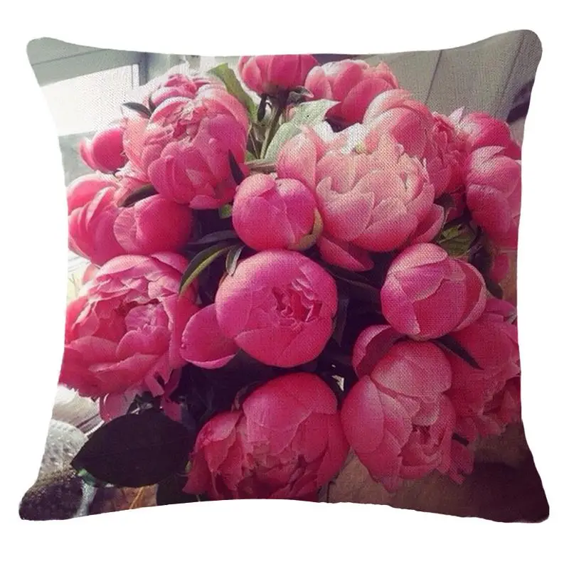 

Flowers Cushion Home Decor almofadas Linen Decorative Throw Pillows Sofa Chair Cushions Cojines 45*45cm Valentine's Day gift