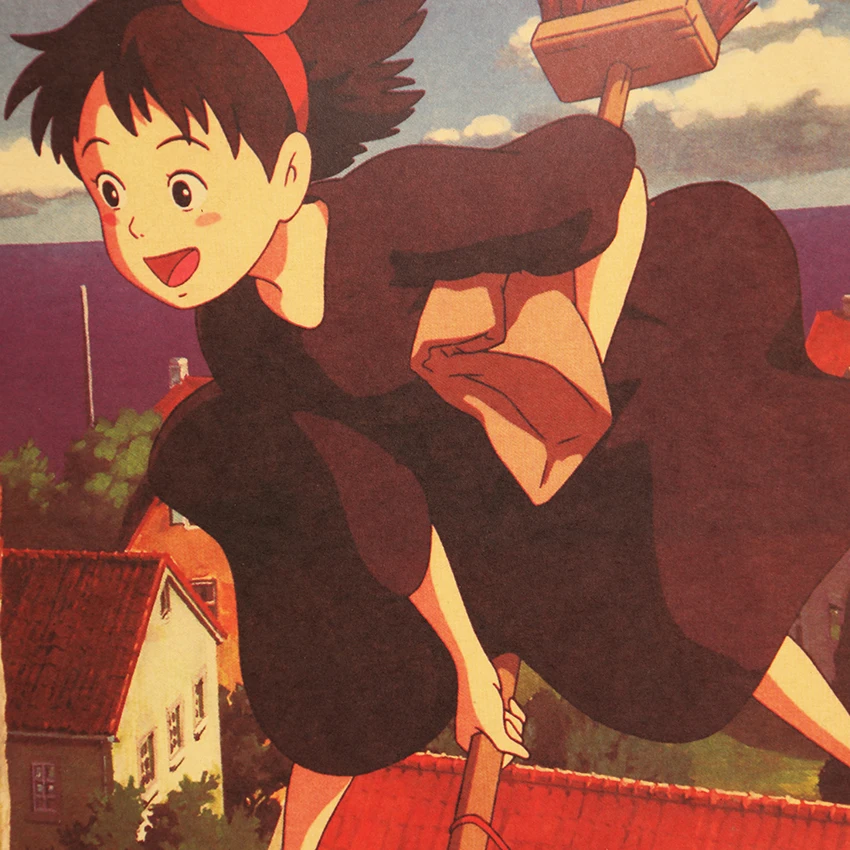 TIE LER Hayao Miyazaki Kiki, служба доставки, крафт-бумага, плакат, украшение для помещений, настенная наклейка, картина, настенная бумага, 50,5X35 см