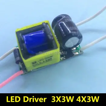 

50 Pcs/Lot 3-4X3W LED Driver lamp transformer for 3*3w 4*3w E27 GU10 E14 9W 10W 110V 220V 600mA 3W Constant Current Driver