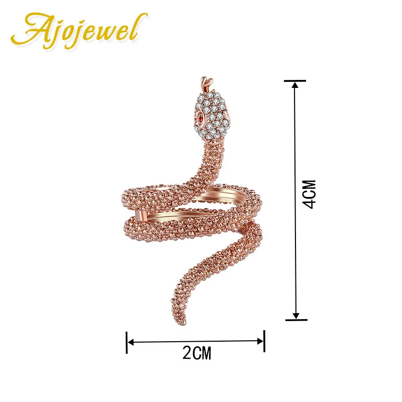 Ajojewel женское розовое золото-цвет кристалл змея кольцо бренд AAA стразы животных Ювелирные изделия Букле D'oreille