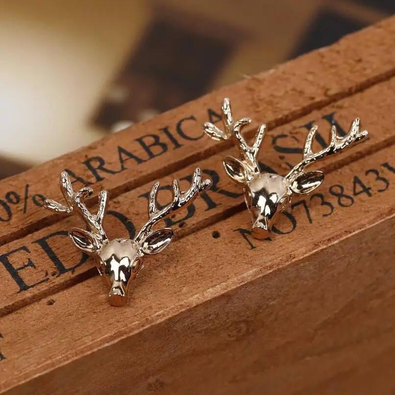 

Нежная брошь в виде головы оленя, 10 компл./лот, золотистого и черного цветов, моделирующая одежда, аксессуары для костюма, маленькая брошь, подарок брошь в виде головы оленя A1484