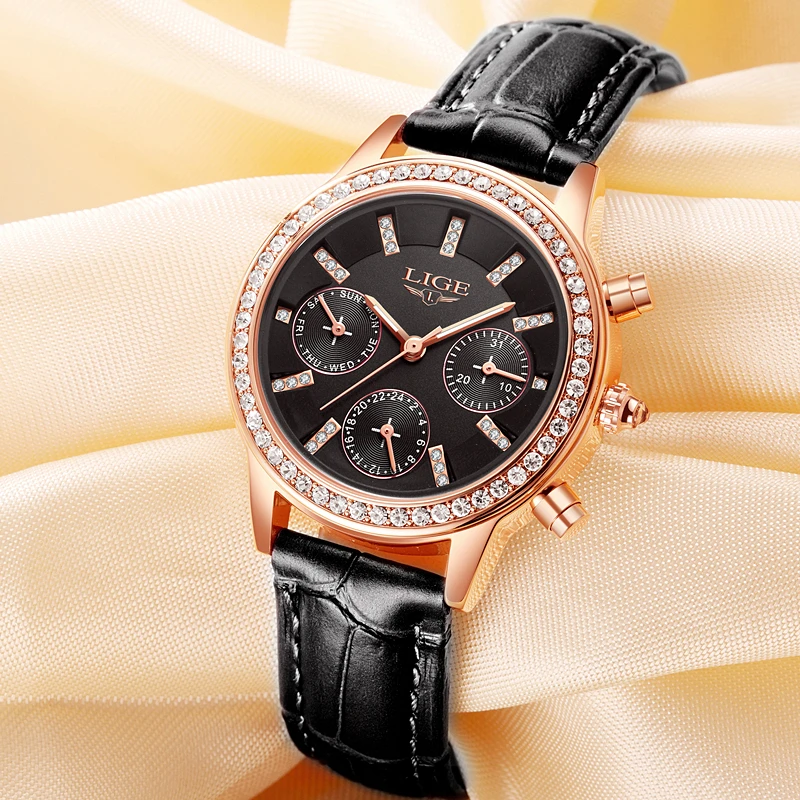 Tanie 2017 damskie zegarki ze skórzanym paskiem luksusowe marki kobiety ubierają zegarek kwarcowy uczeń diament kobiety zegarek dziewczyna zegar Relogio feminino