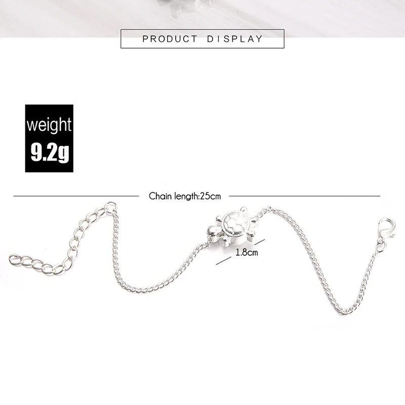 Qevila Bohemian Summer Beach Turtle Jewelry Ankle Bracelets Sexy Turtle Pendant Anklets For Women Sandals On the Leg Chain Foot  (4)