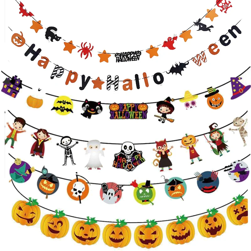 

Cyuan 3m Happy Halloween Banner Bunting Hanging Flag Garland Party Decor Halloween Wall Backdrop Banner Event Party Supplies