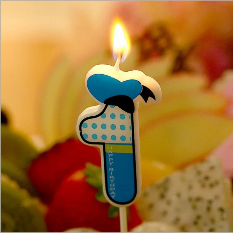 1 шт розовый синий бабочка дизайн свечи номер 0-9 торт свеча Минни Маус Свеча День рождения Юбилей, вечеринка, украшение - Цвет: Blue 1
