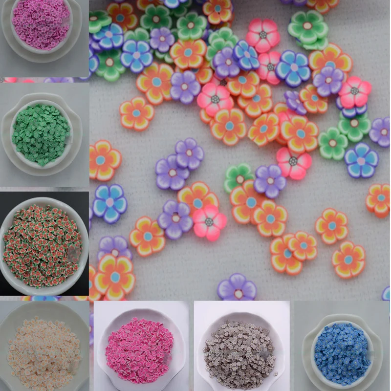 

65g/lot Cute Fimo Sprinkle Clay Colorful flower for Crafts Making DIY Scrapbook Decoration Nail art , Slime filling filler