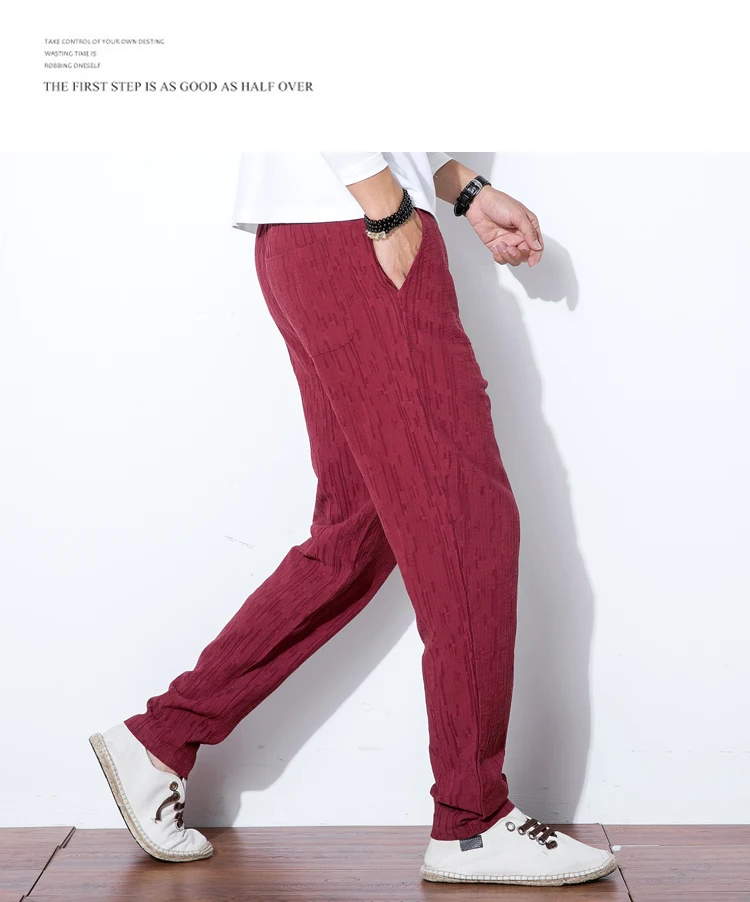 Китайский Стиль 2019 новые весенние Для мужчин джоггеры модный прямой Pantalon Hombre Твердые Хлопок белье Штаны эластичный пояс Пот Штаны