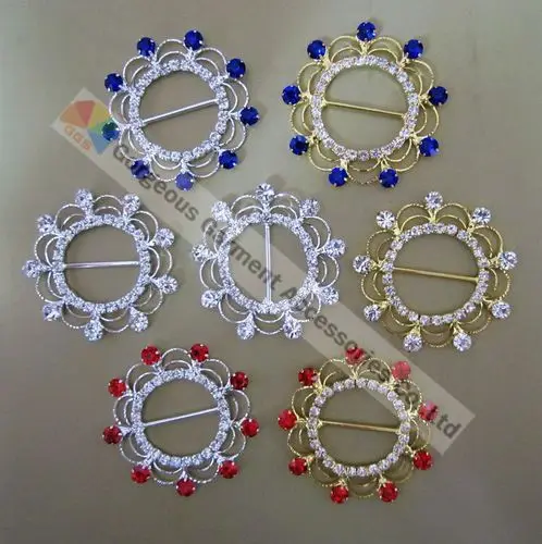 

10PCS 43mm Mixed Starburst Czech crystal rings rhinestone slide buckle in gold and sliver For DIY browband Chair Sash buckles