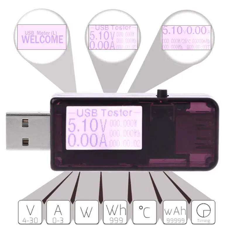 Многофункциональный USB Детектор DC Цифровой тест er ЖК-дисплей Напряжение Ток измеритель мощности Вольтметр Амперметр зарядное устройство для телефона тест