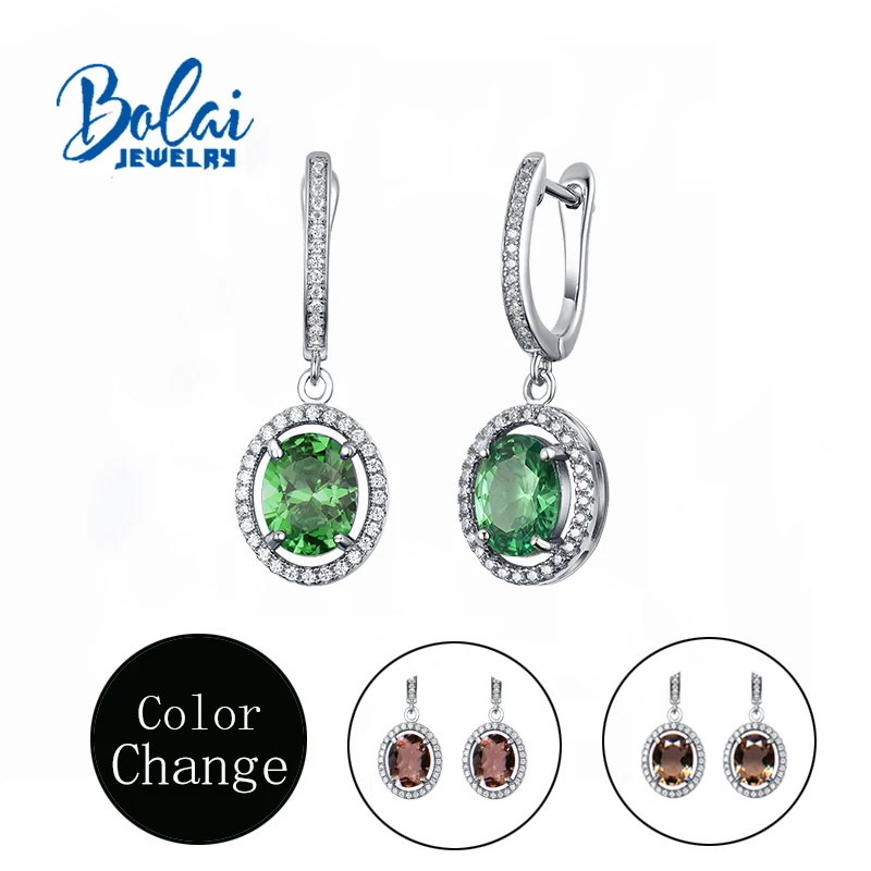 

Bolaijewelry,Zultanite color change diana earring 925 sterling silver women created gemstone fine jewelry top gift