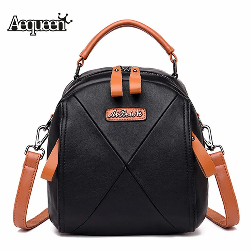 AEQUEEN Women Backpack Genuine Leather School Bag For Girl Small Crossbody Bags Mini Knapsack ...