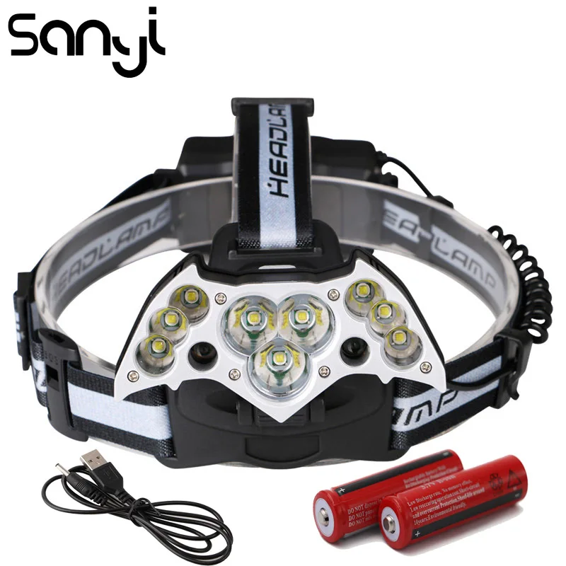 SANYI 9* T6+ 2* XPE налобный фонарь, 7 режимов, светодиодный налобный фонарь для кемпинга, охоты, на открытом воздухе - Испускаемый цвет: Packaging 2