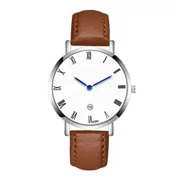 Мужские часы в деловом стиле Круглый циферблат Кварцевые поводок собаки минималистичные ультратонкие наручные часы подарок на день