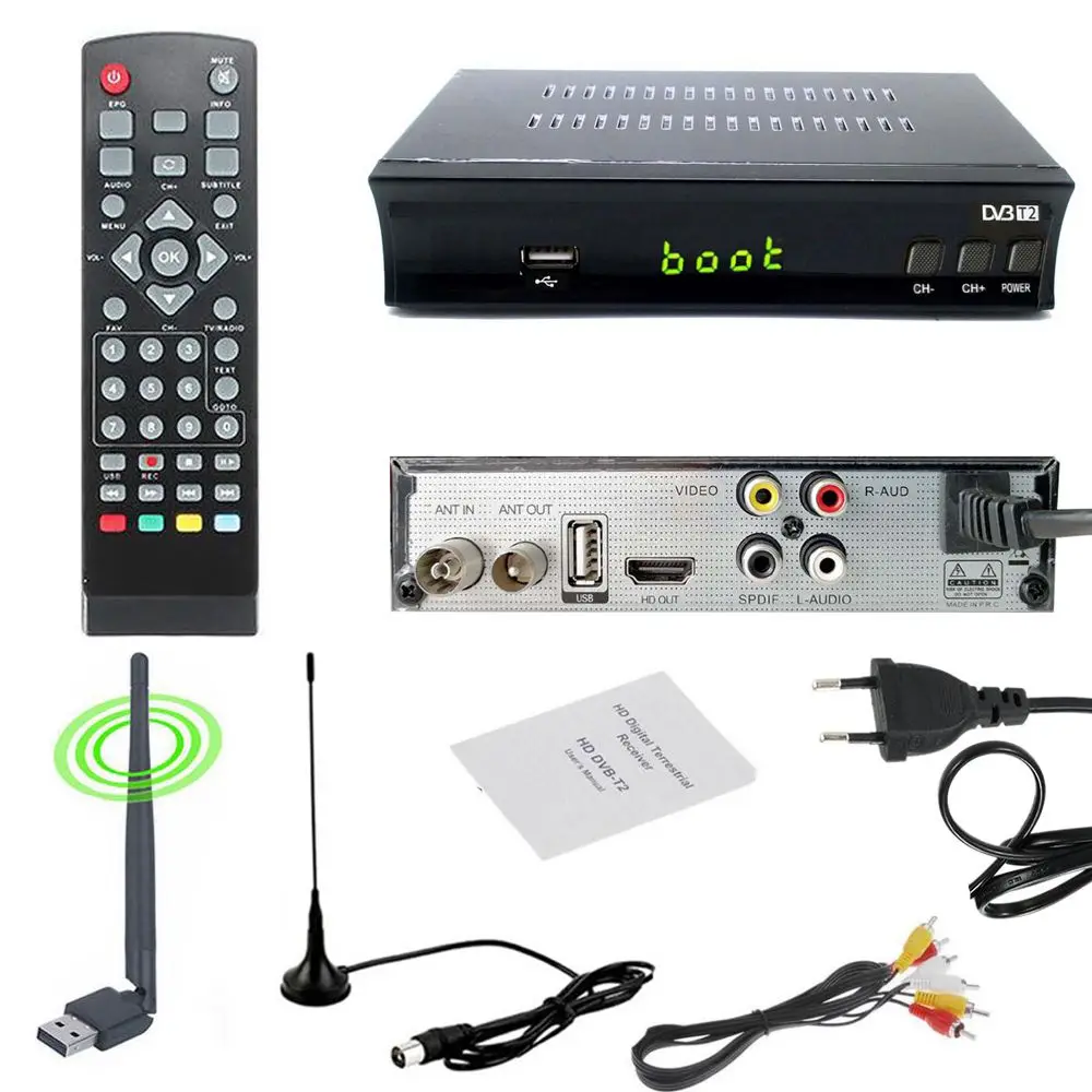 DVB-T2 DVB-C эфирный ресивер HD цифровой ТВ-тюнер AC3 рецептор DVB T2 H.264 ТВ-ресивер DVB T Wifi IP tv Youtube телеприставка - Цвет: T2lus Wifi UHF