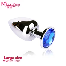 MizzZee 1pcs Butt Plug Stainless Steel Metal Anal Plug With Diamonds Plated Dildo Butt Plug Adult Sex Product Sex Toys For Women