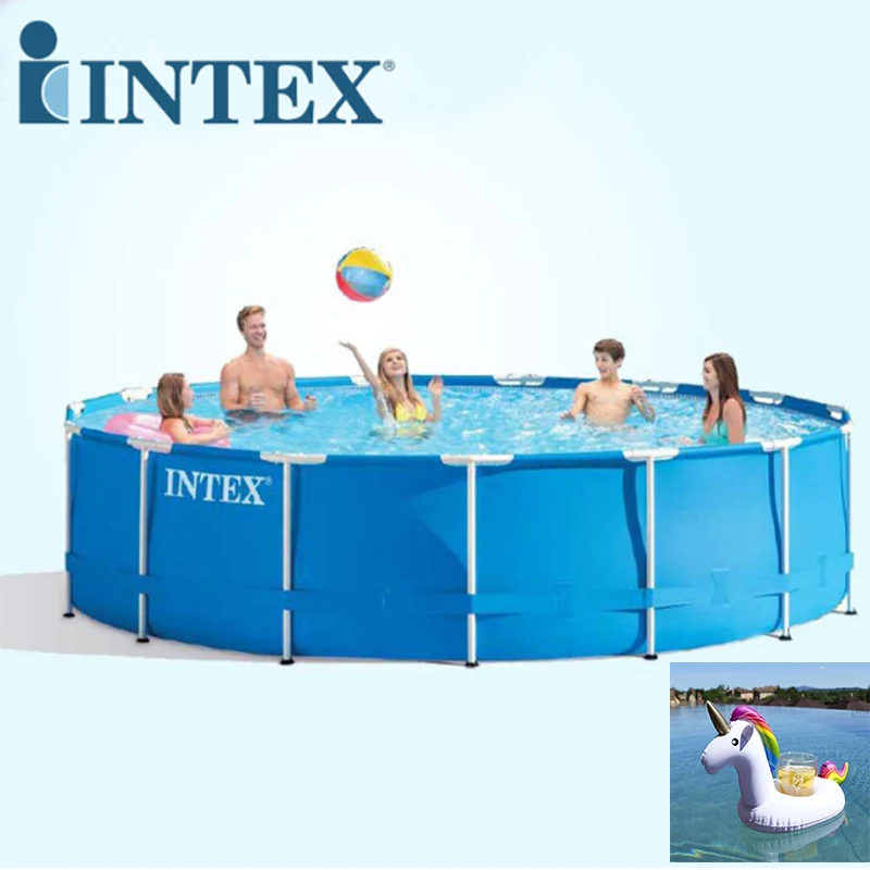 INTEX 457*122 см круглый каркас Семейный комплект для бассейна Трубная стойка пруд большой над землёй бассейн Piscina фильтр насос B32001