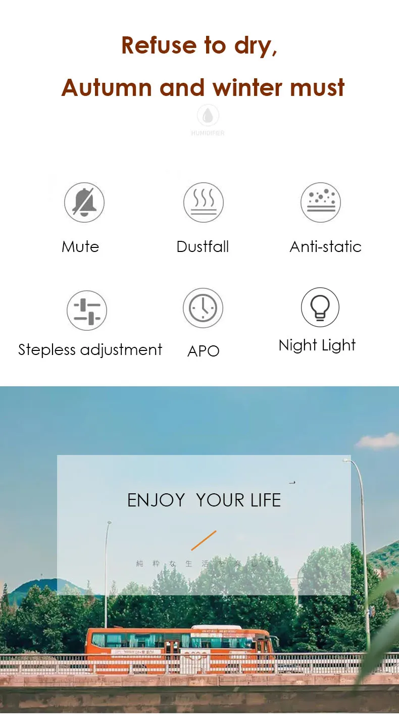 Xiao Ge увлажнитель плавная регулировка увлажнитель воздуха теплый светильник USB диффузор 500 мл большой емкости Настольный очиститель воздуха