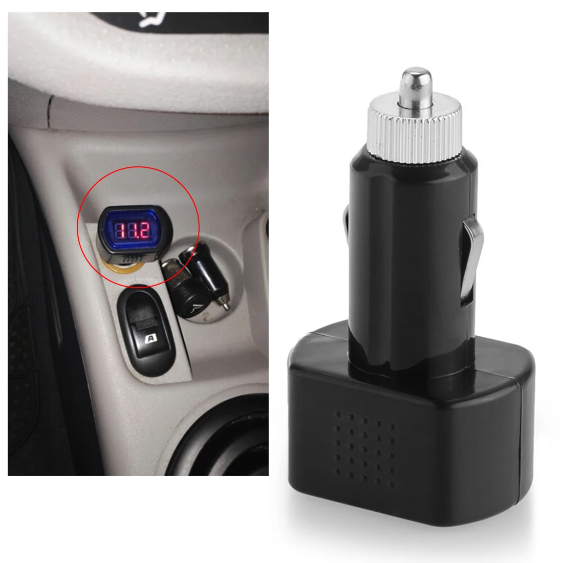 12 24V LED Display Cigarette Lighter Electric Voltage Meter For Car